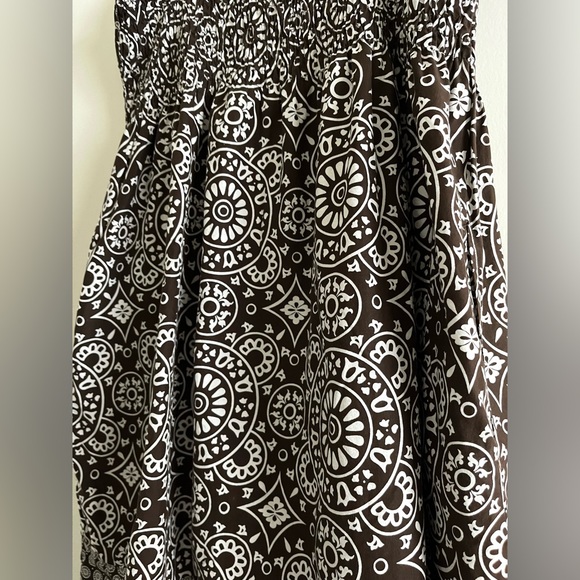Y2K Tommy Hilfiger Patterned Brown and White Spaghetti Strap Dress w/ Pockets XL - Picture 10 of 10